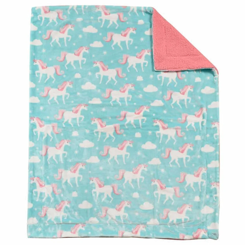 🔥💘Life Comfort Kid’s Ultimate Sherpa Fleece Blanket (SEALED) - UNICORNS - Picture 3 of 4